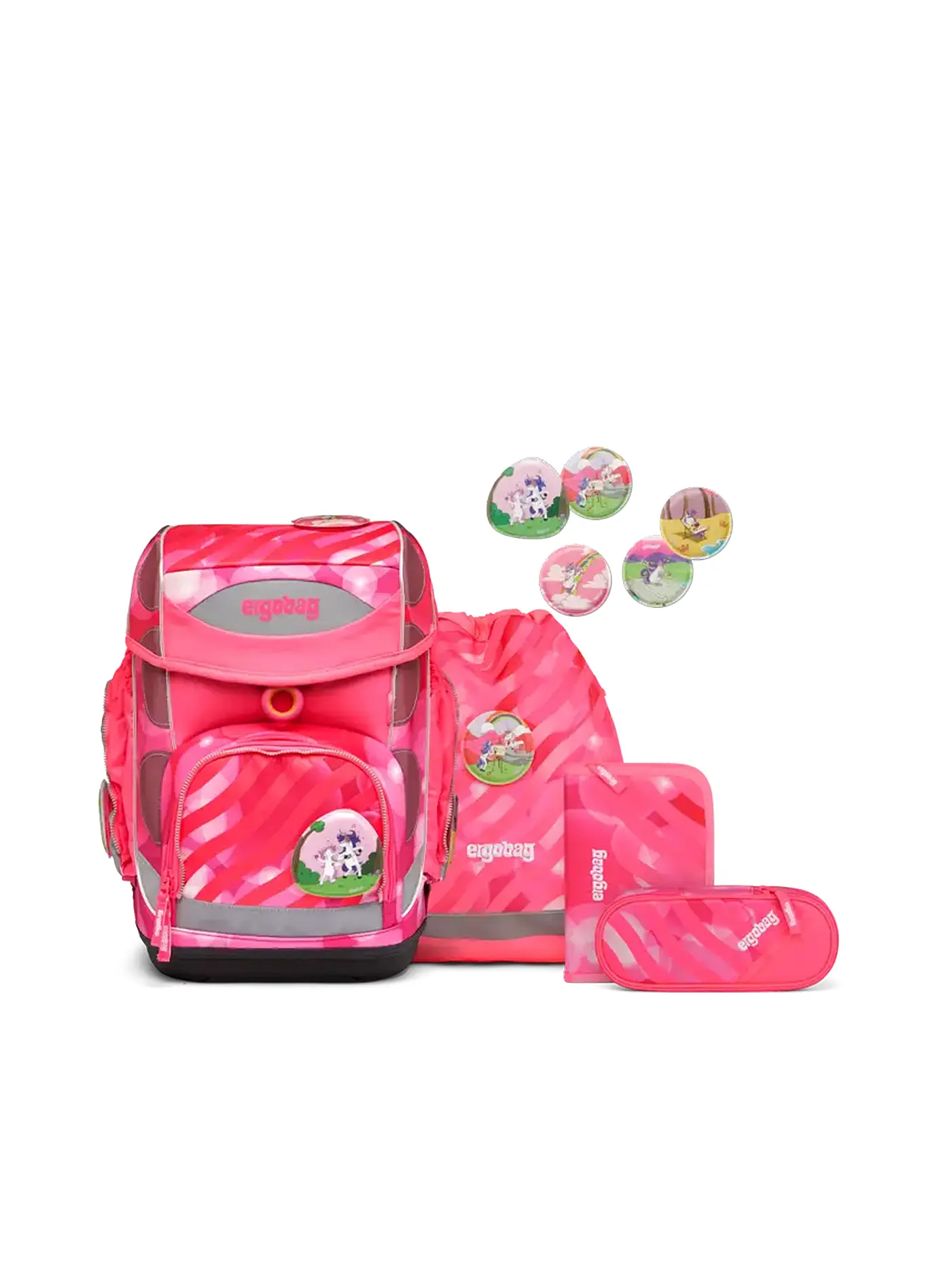 ERGOBAG | Schulrucksack-Set 5tlg. Cubo Kunterbuntes Einhorn | 
